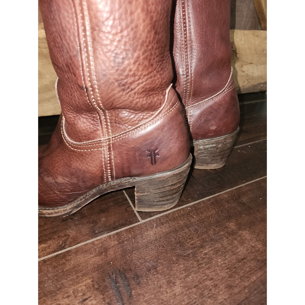 VTG Frye Campus Leather Brown Boots 8M Womens Round Toe Western Made in USA - Picture 4 of 16